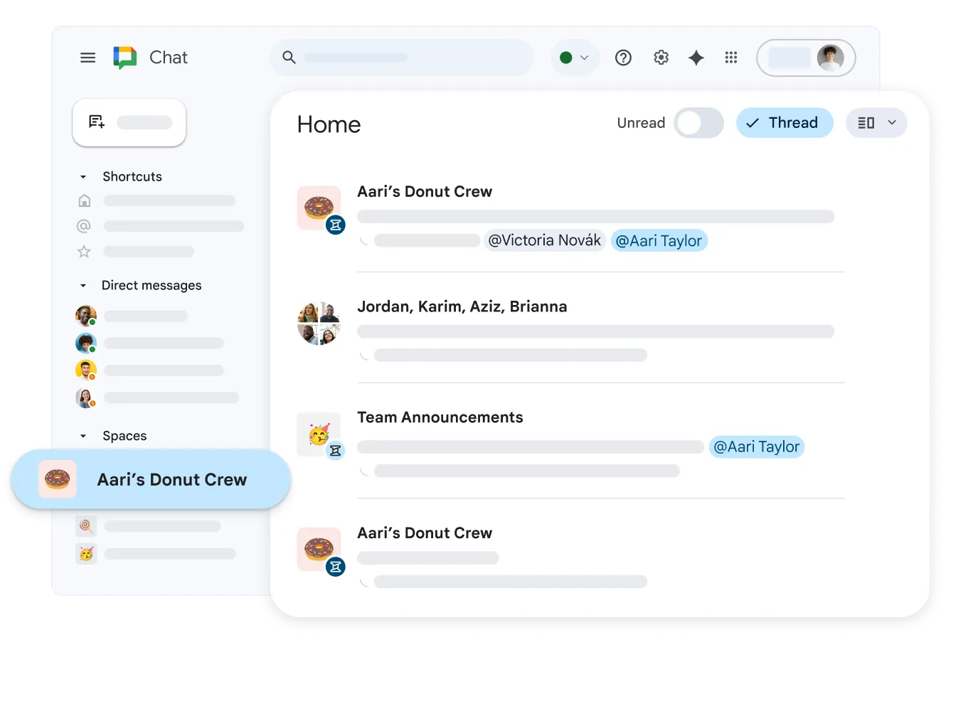 Google Chat მოწყობილობებზე
