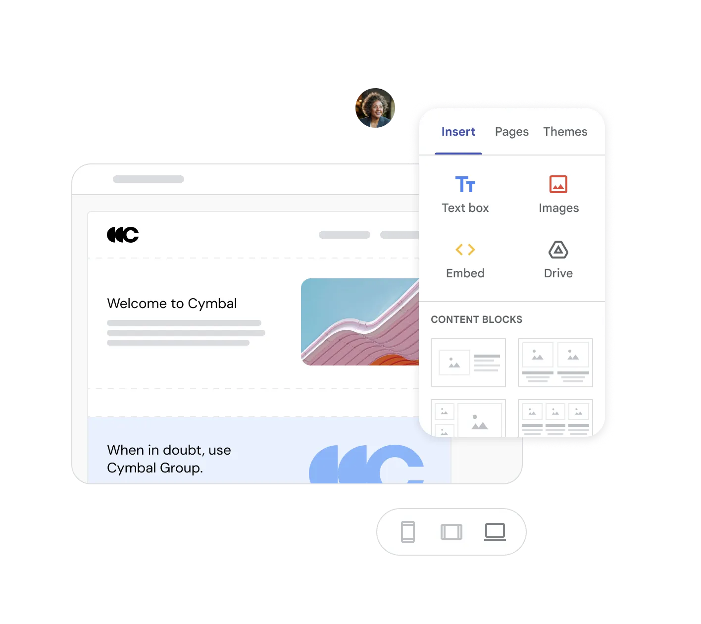 Google Sites ინტერფეისი